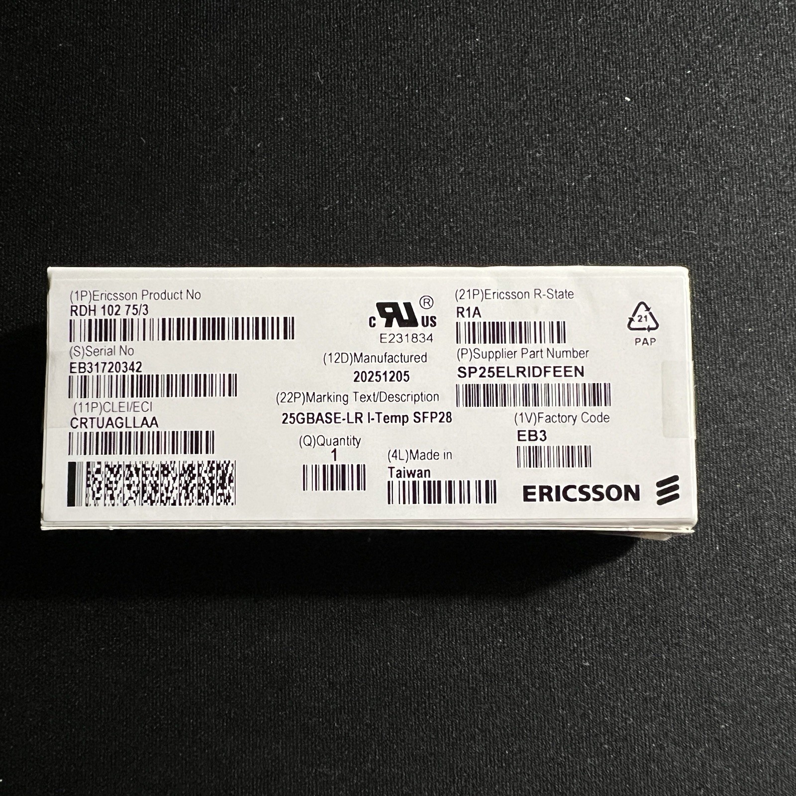 Ericsson RDH 102 75/3 Optical Transceiver