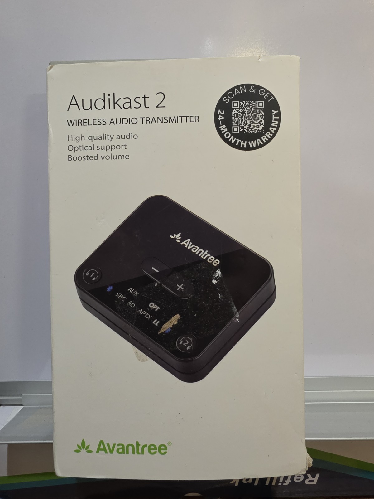 Avantree Audikast 2 Wireless Audio Transmitter for TVs with Optical NEW Open Box