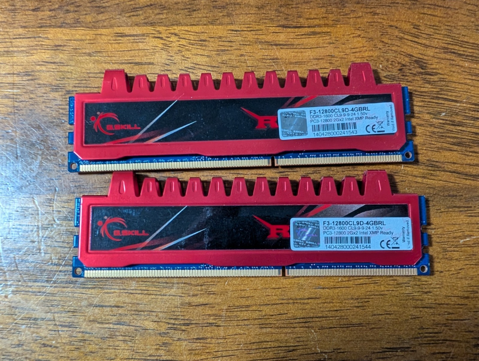 G.Skill Ripjaws 2Gx2gb ddr3 1600mhz,2 sticks, Total of 4GB