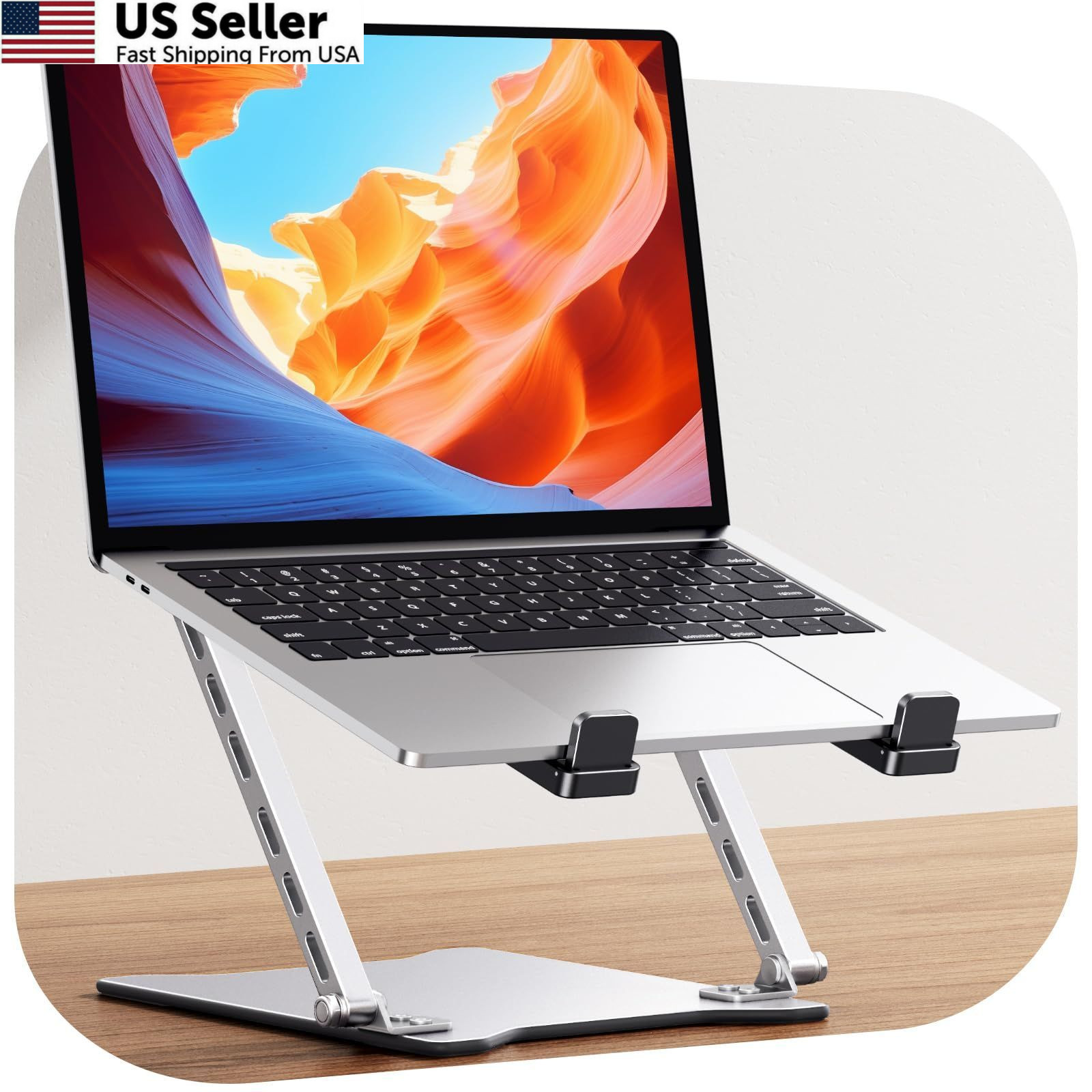 RIWUCT 2026 Laptop Stand for Desk Ultra-Slim Portable & Height Silver White