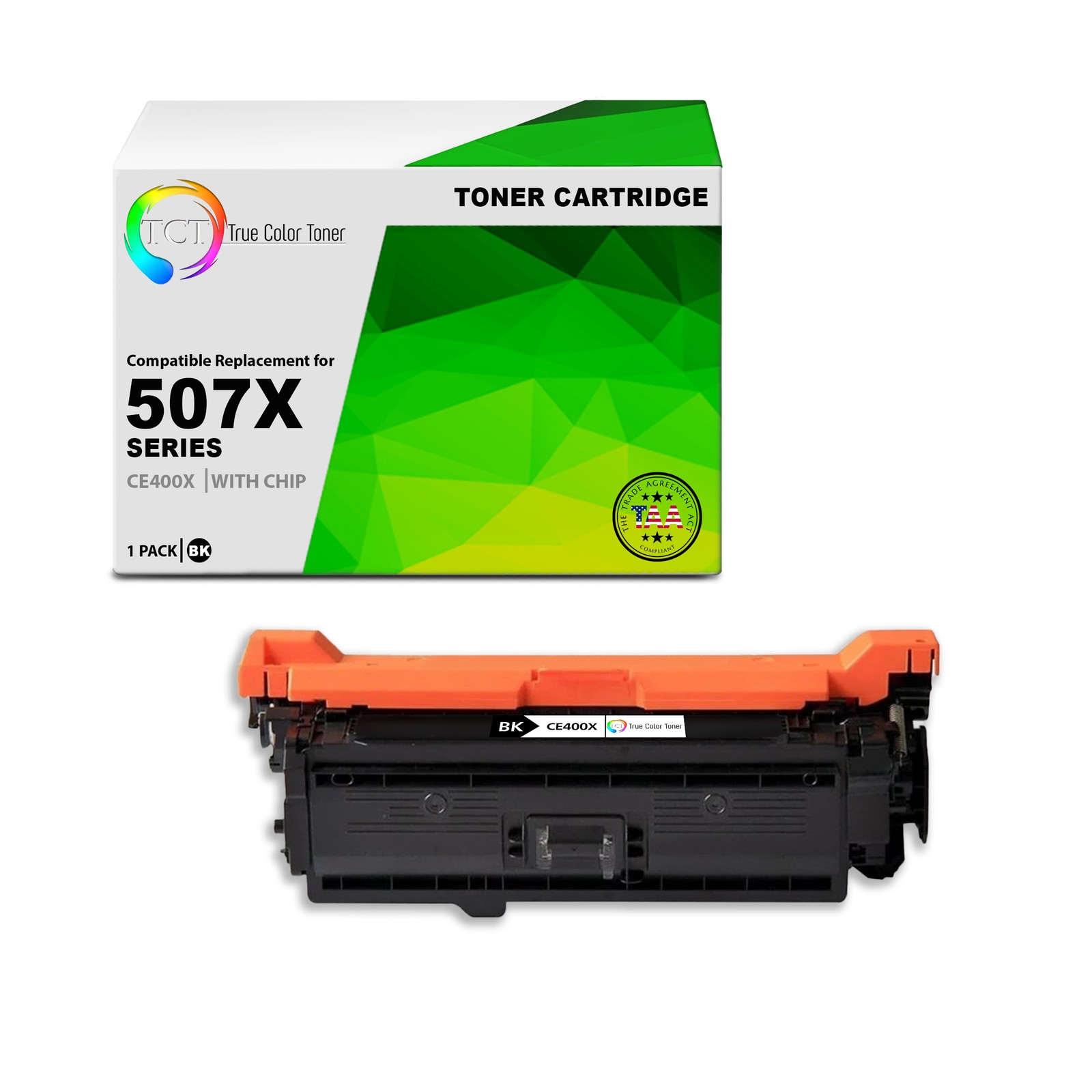 TCT CE400X TAA Compliant Toner Cartridge Replacement for HP CE400X - 507X