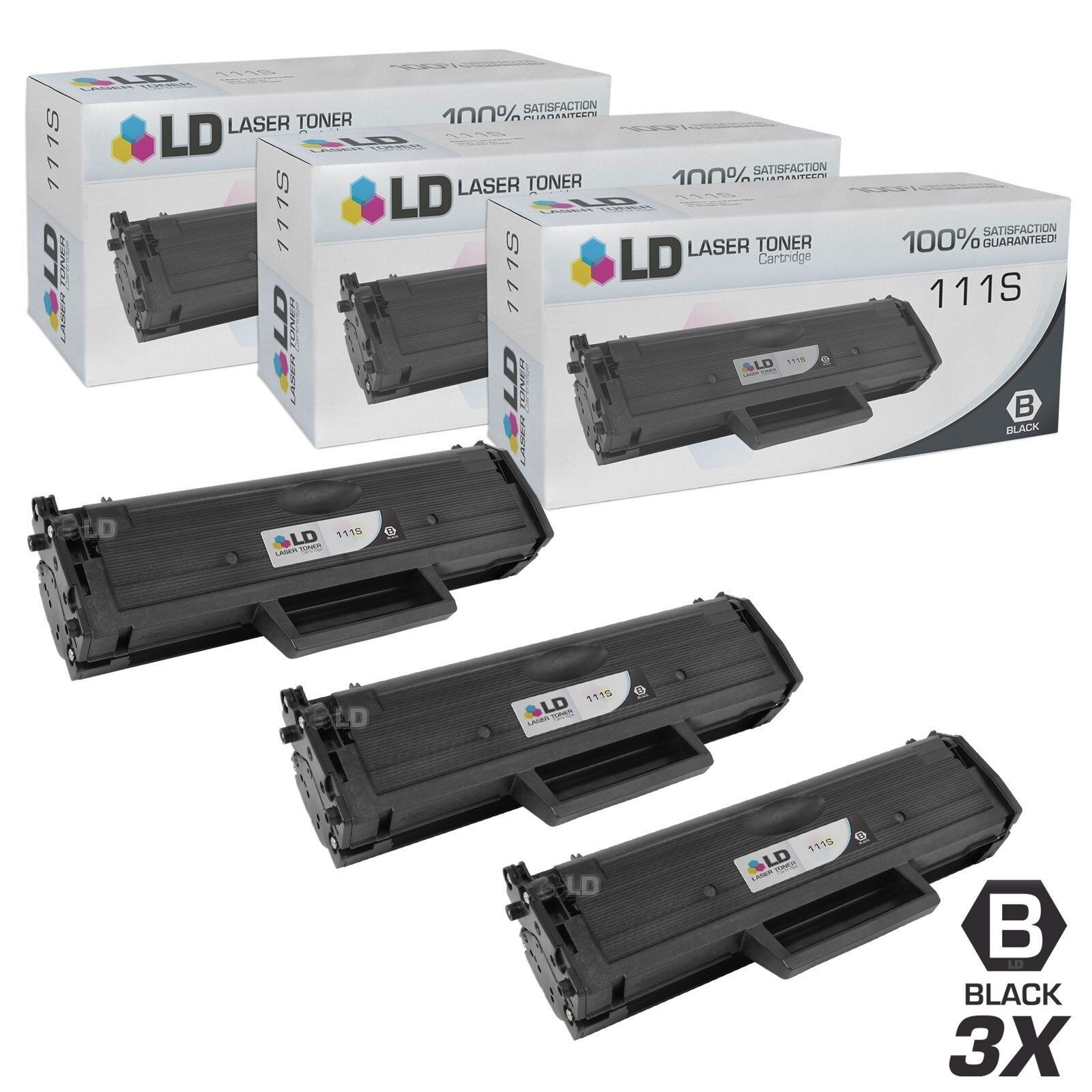 LD Compatible MLT-D111S 3pk Black Toner Xpress M2020W M2070FW Printers