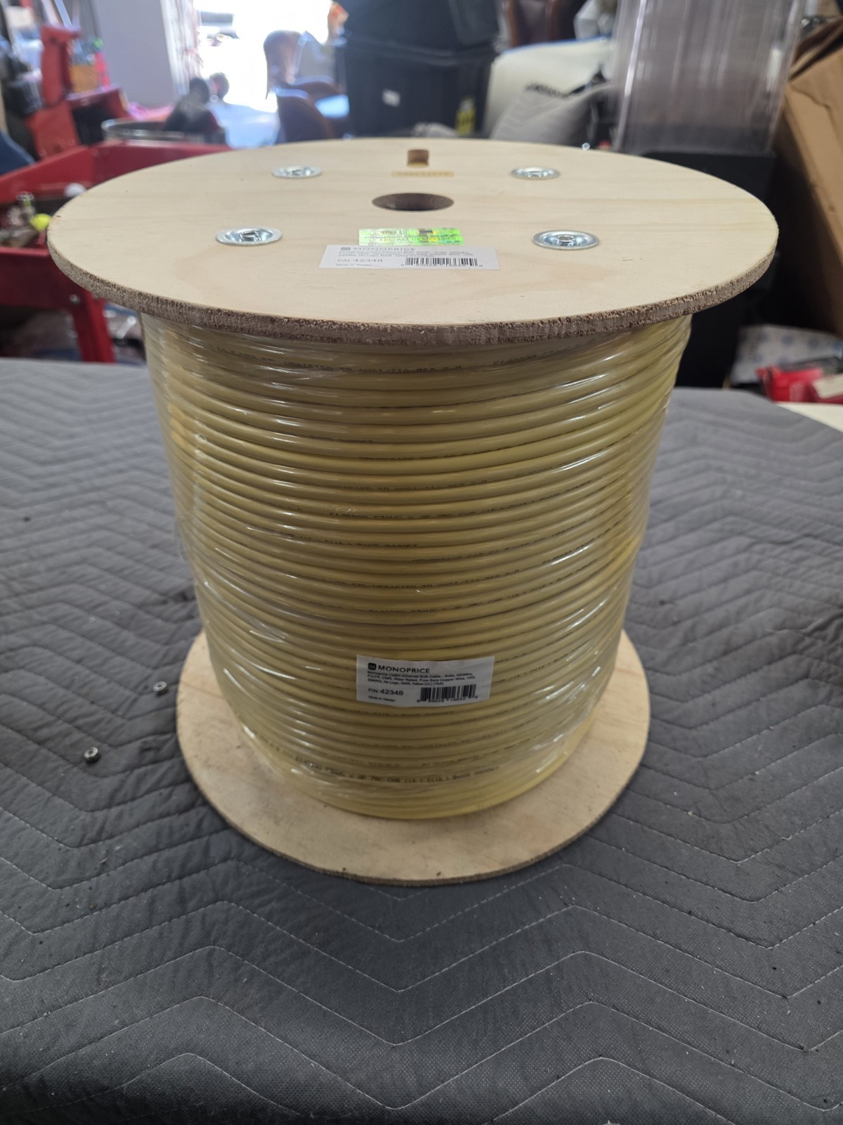Monoprice Cat6A Ethernet Bulk Cable 500ft Yellow, 550Mhz, F/UTP, CMR, 10G, 23AWG