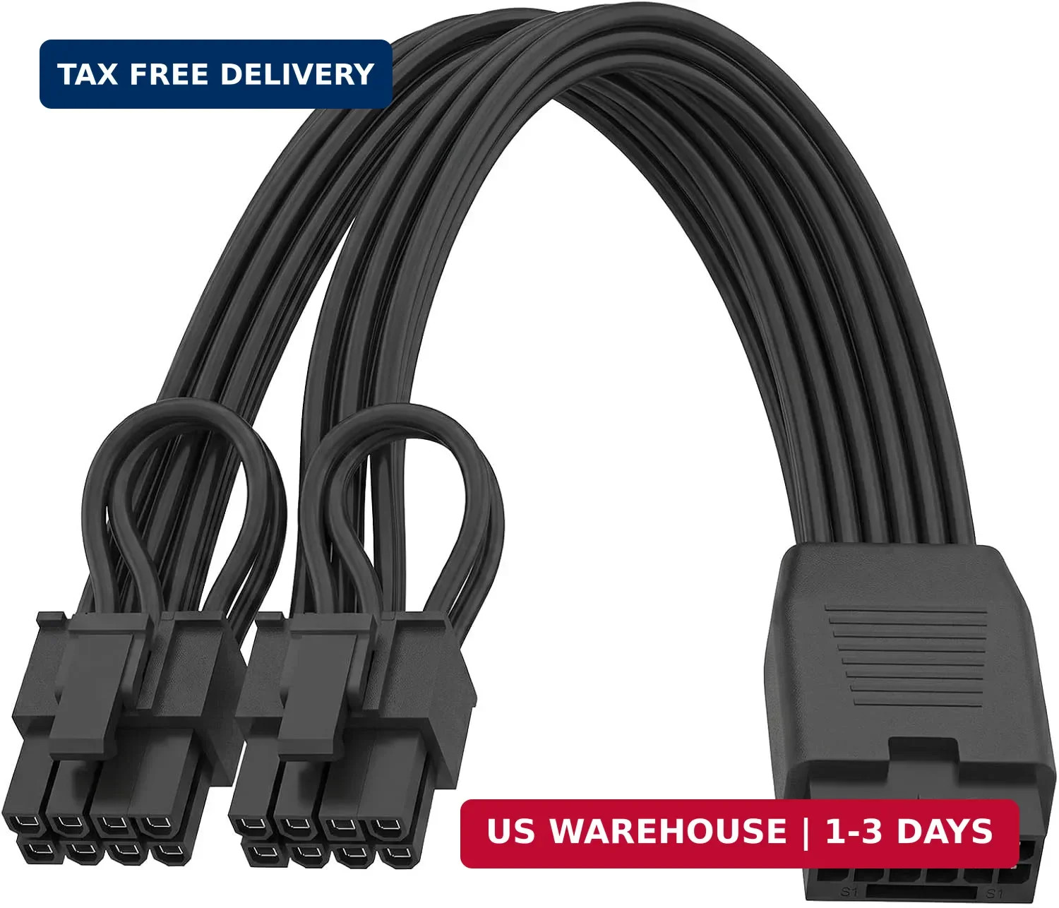 12VHPWR Cable Extension, 16 Pin(12+4) Female to Dual PCIe 8 Pin(6+2) Male GPU, P