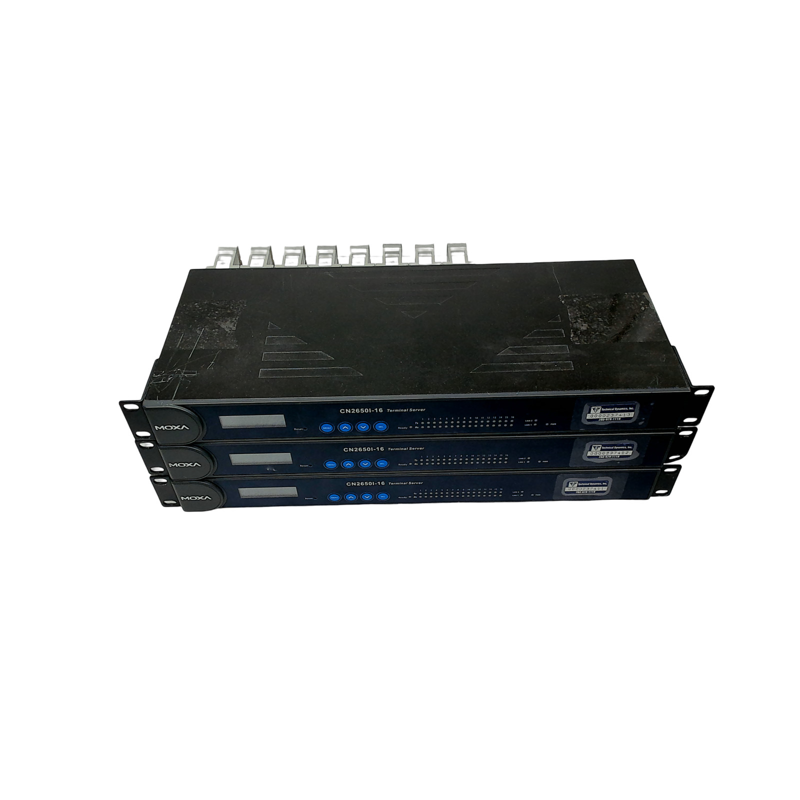 Lot Of 3 Moxa CN2650I-16 16 Port Rackmount Terminal Console Servers