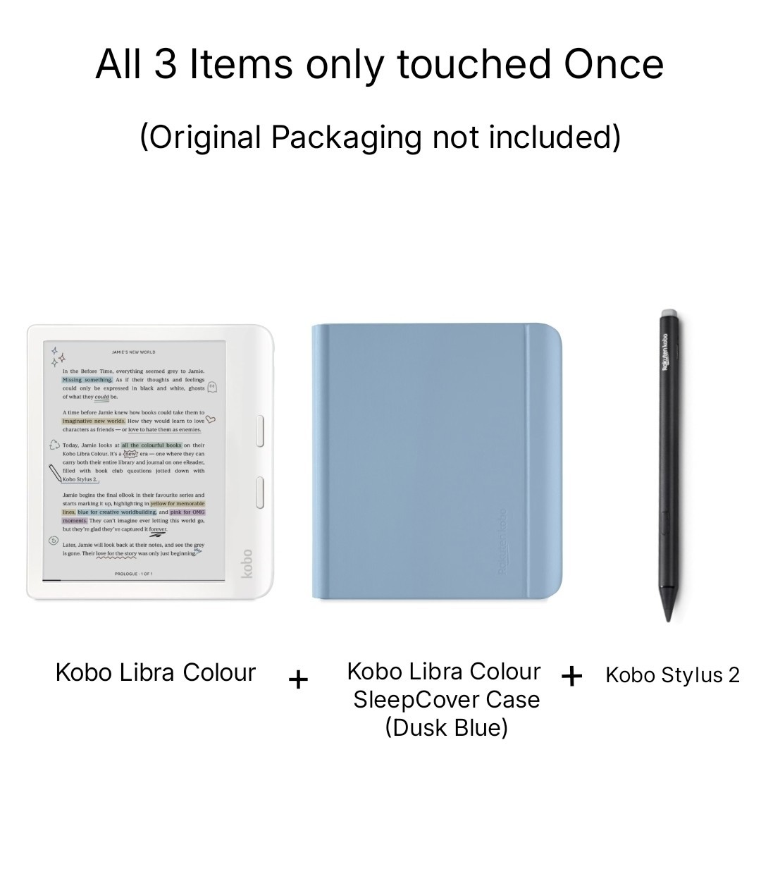 Kobo Libra Colour White eReader w/ Dusk Blue SleepCover & Stylus 2 (Bundle)