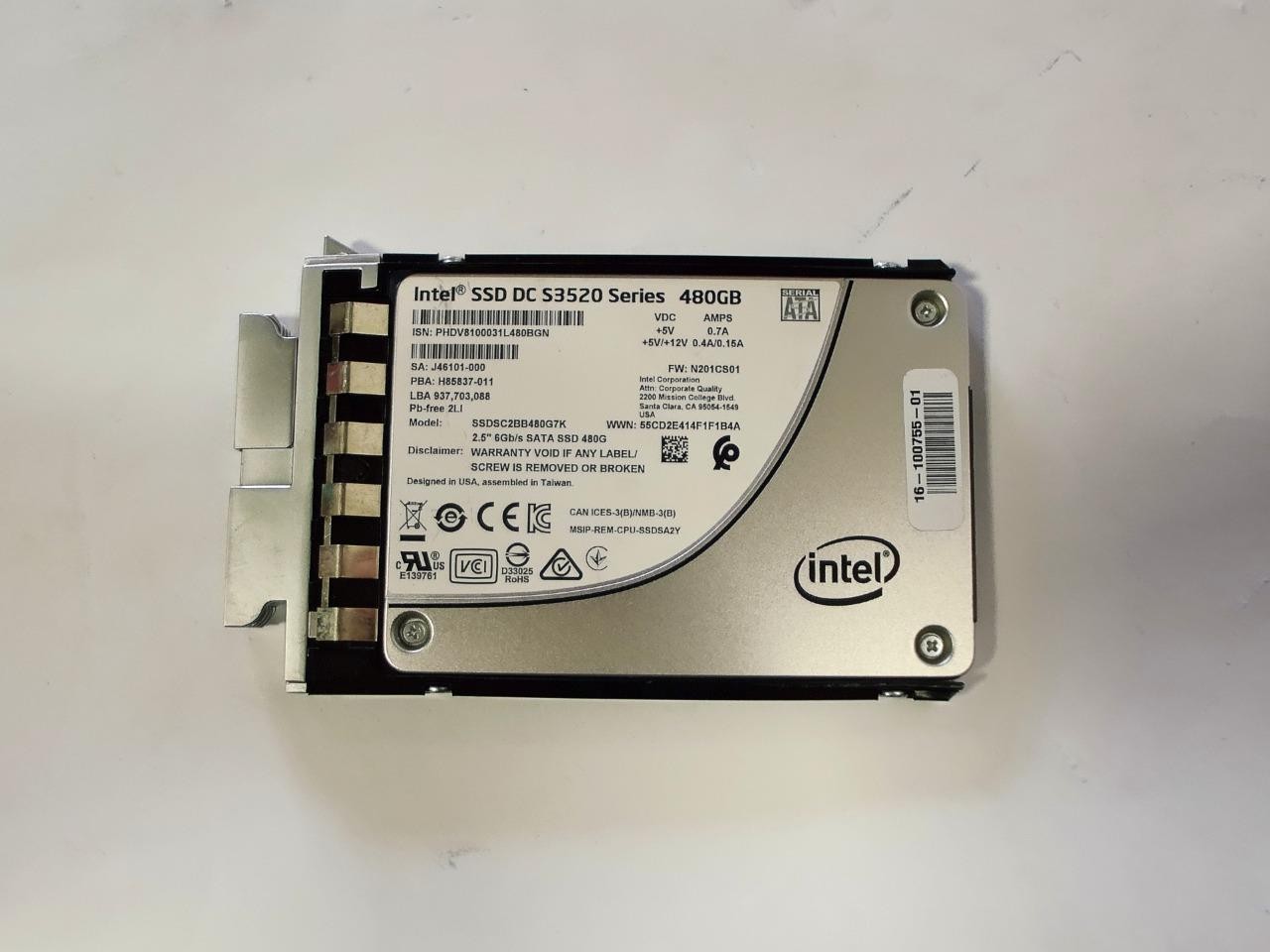 Intel SSD DC S3520 Series 480GB 2.5" SSDSC2BB480G7K SSD w/ Caddy