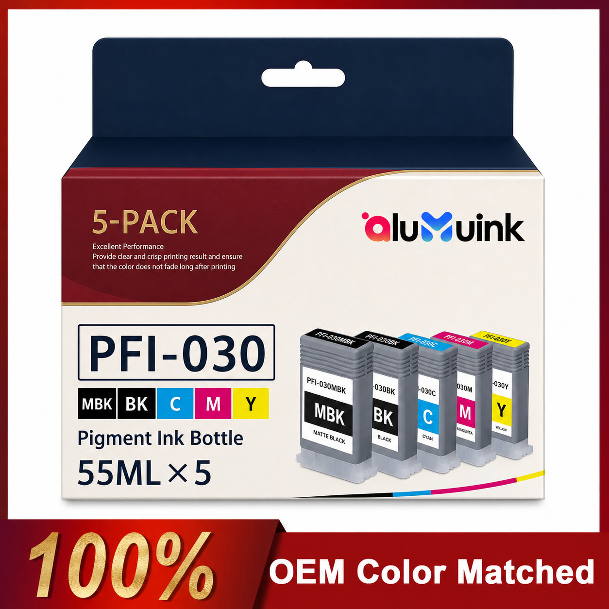 Compatible PFI-030 High-Yield Ink  Cartridge 55ml  for  TA-20 TA-30 MB/B/C/M/Y