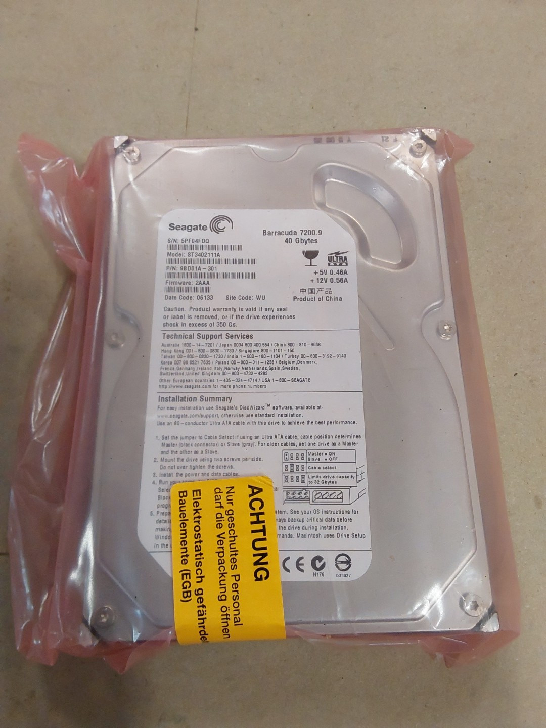 (Brand new) Seagate ST3402111A Barracuda 40GB 7200.9 IDE Hard Drive 