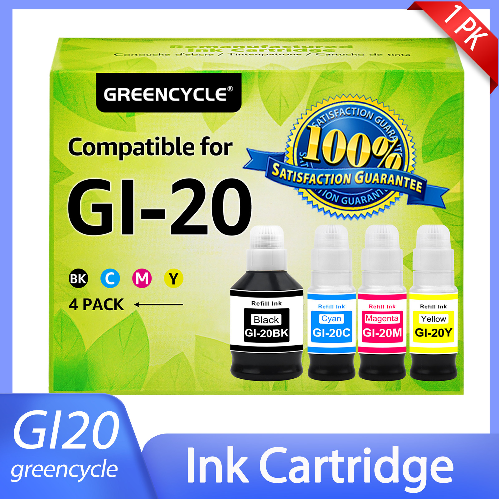 GI-20 GI20 Color Ink Replacement for Canon PIXMA G6020 G7020 G5020 MegaTank
