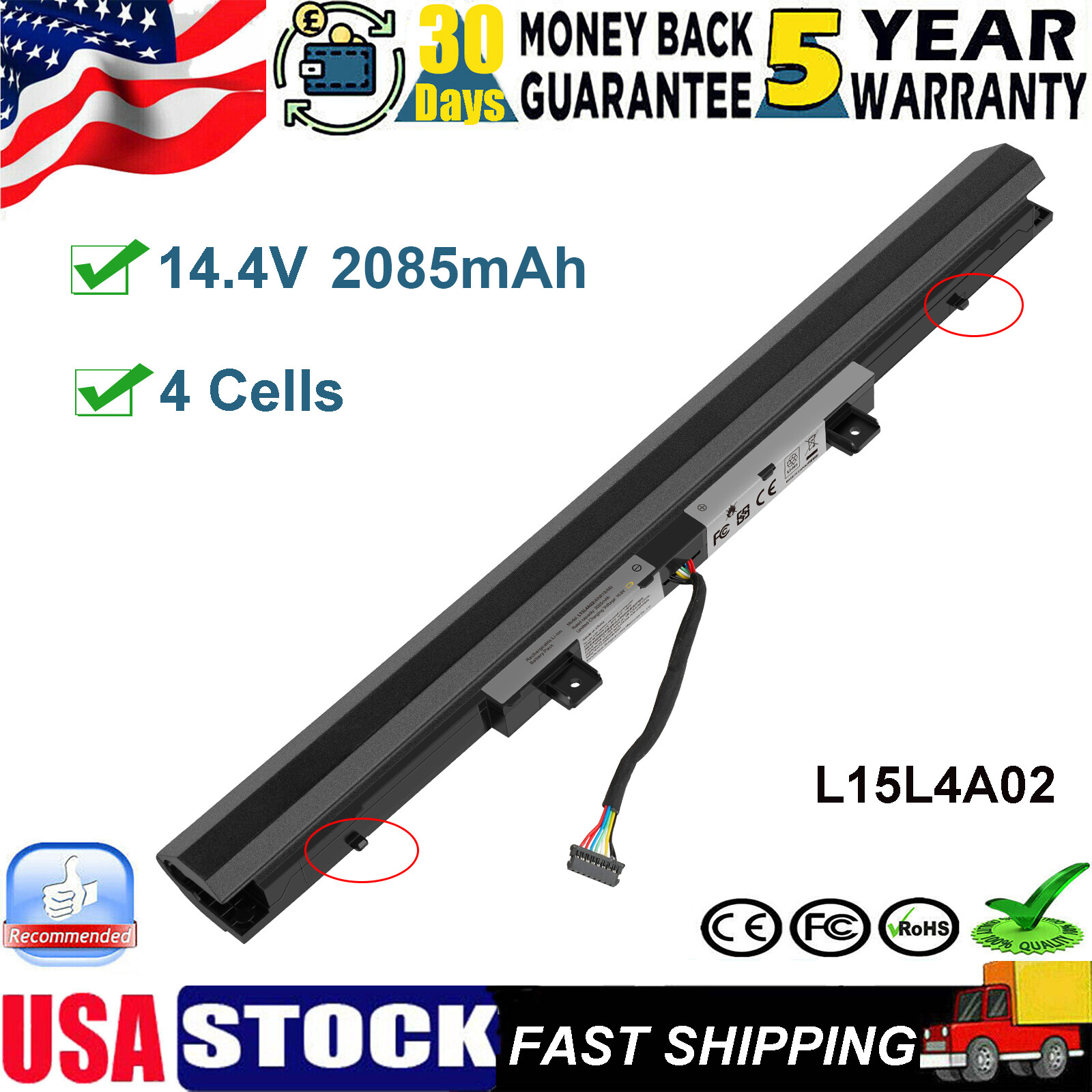 L15L4A02 L15C4A02 L15S4A02 Battery For Lenovo IdeaPad V310-14ISK 4INR19/65 32Wh
