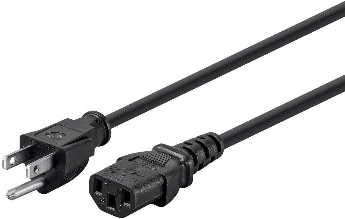 Monoprice Power Cord - NEMA 5-15P to IEC 60320 C13, 18AWG, 10A/1250W, 125V, 3-Pr
