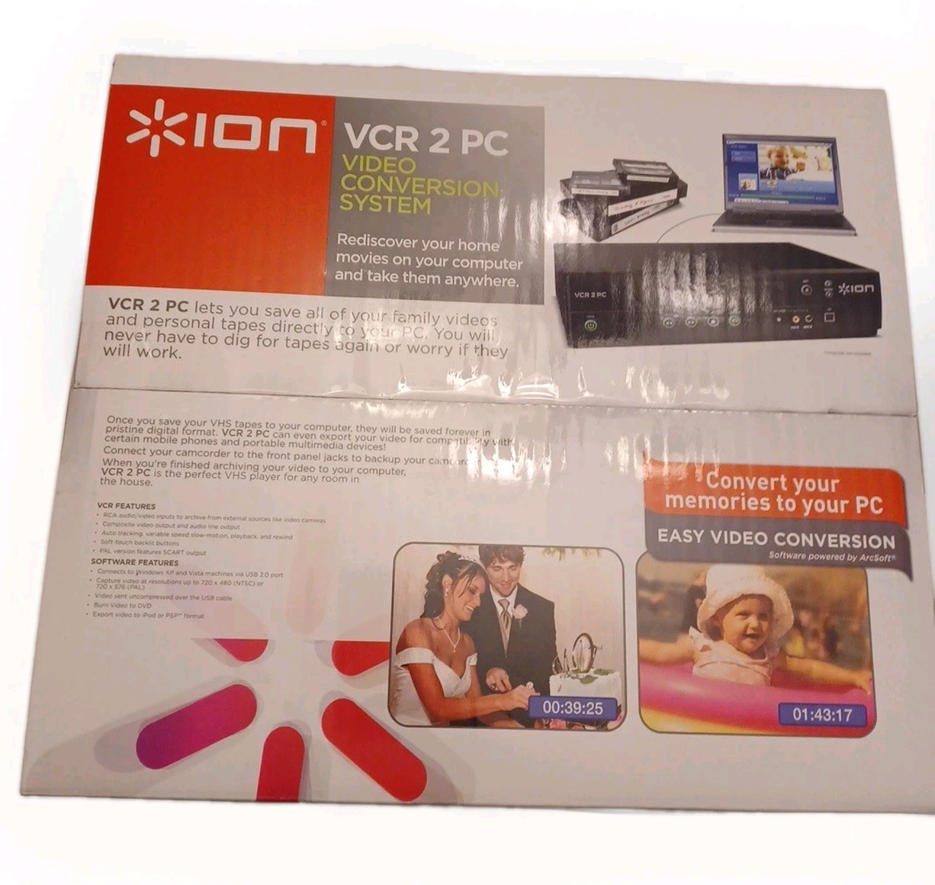 Brand New Sealed ION VCR 2 PC USB VHS Video to Computer Conversion System NIB
