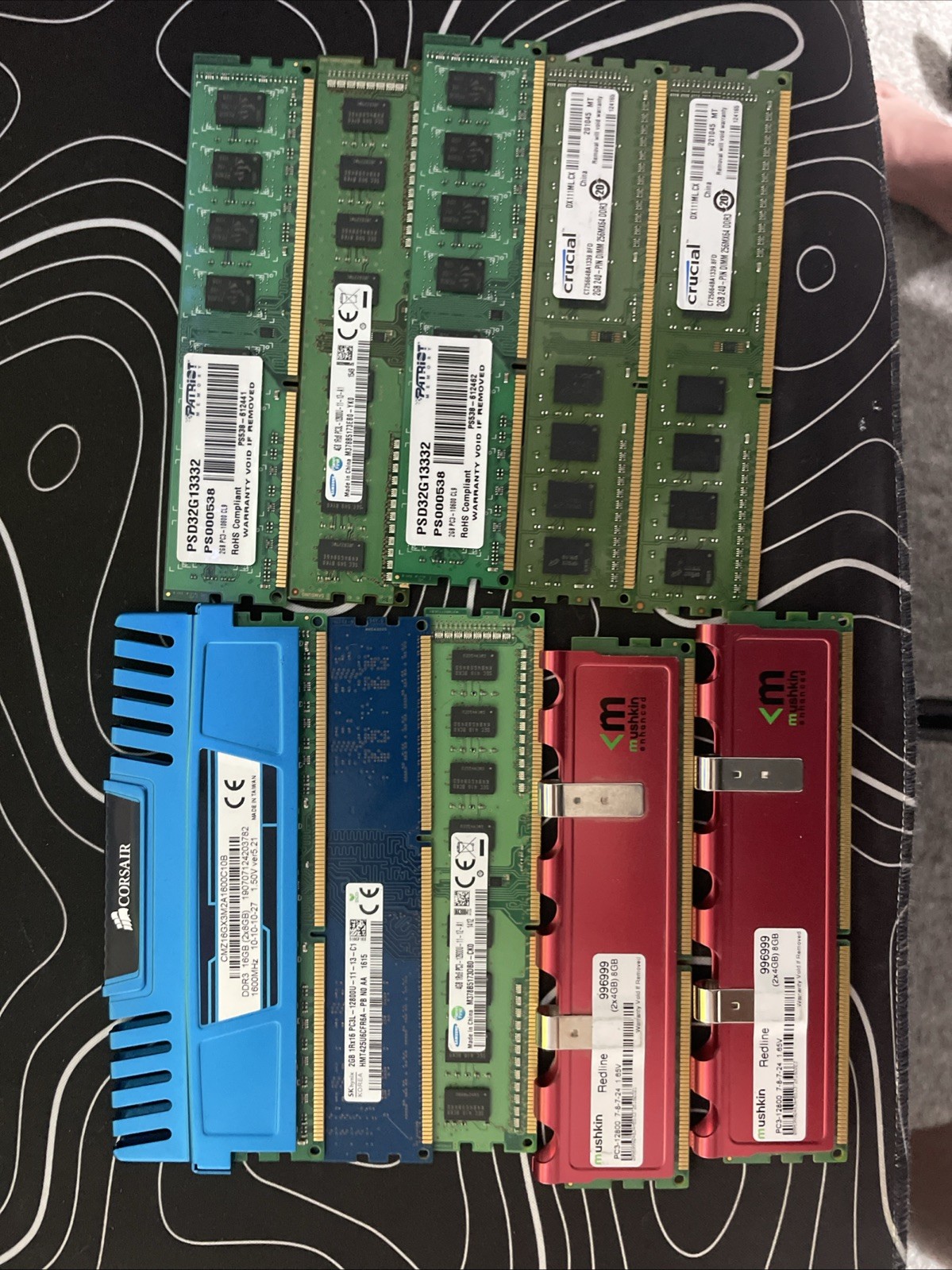 DDR3 ram 34gb LOT (Different Speeds)(Mushkin)(Corsair)(Samsung)(ALL WORKING)