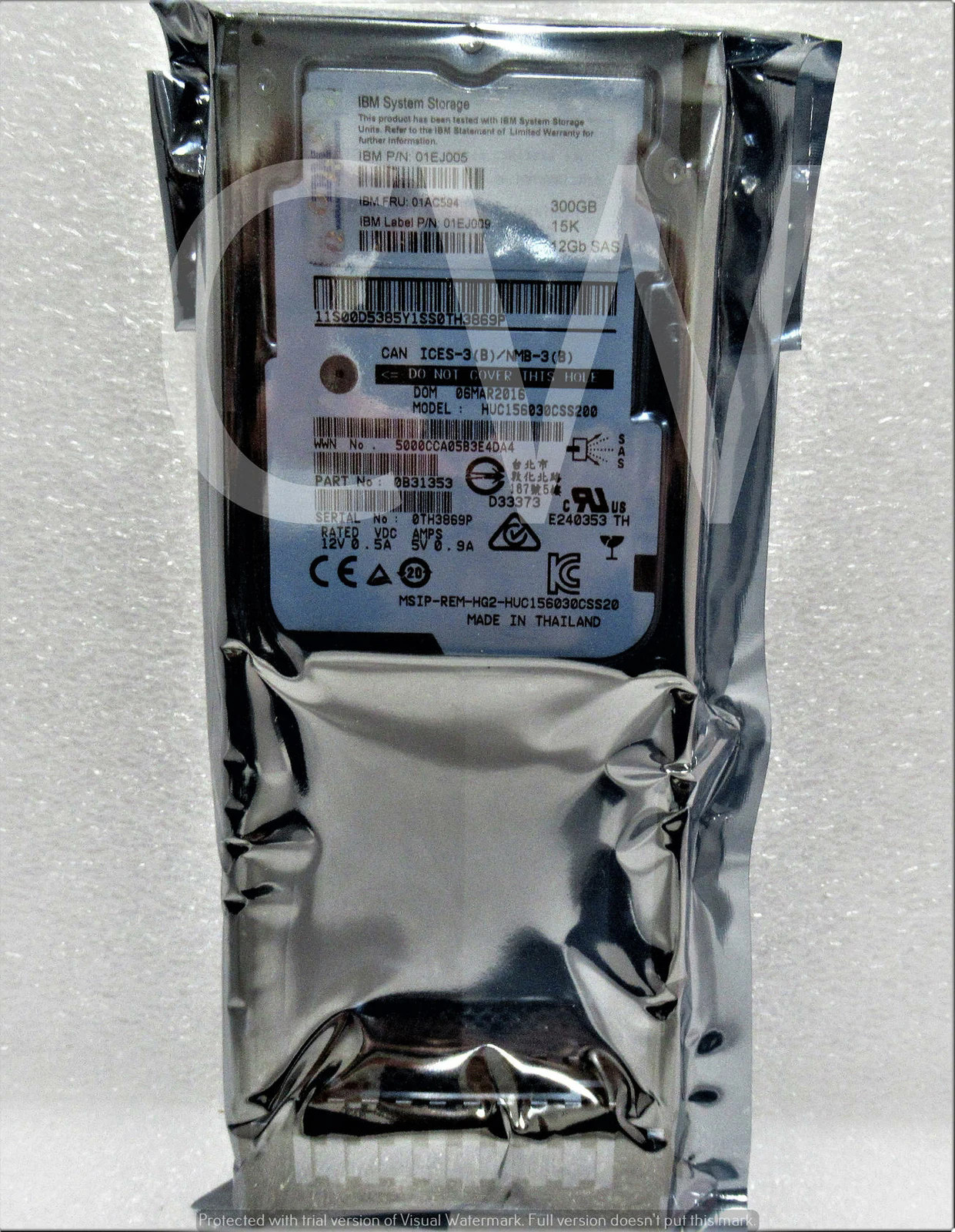 IBM 300GB 01AC594 01EJ005 01EJ009 15K RPM 12Gb/s 2.5" SAS SERVER HDD Hard Drive