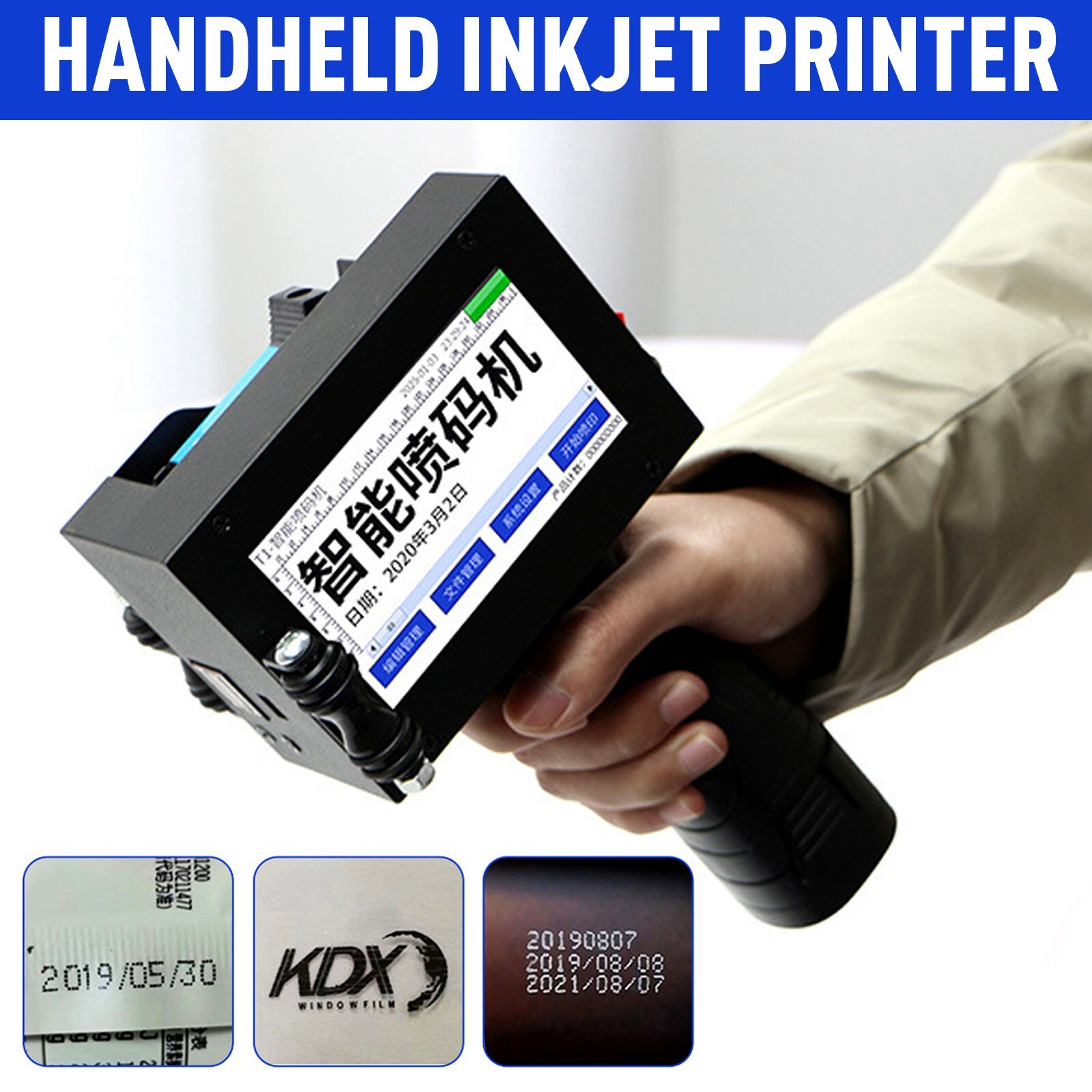 Handheld Inkjet Printer 600DPI Ink Smart Date QR Code Barcode Logo Label Machine