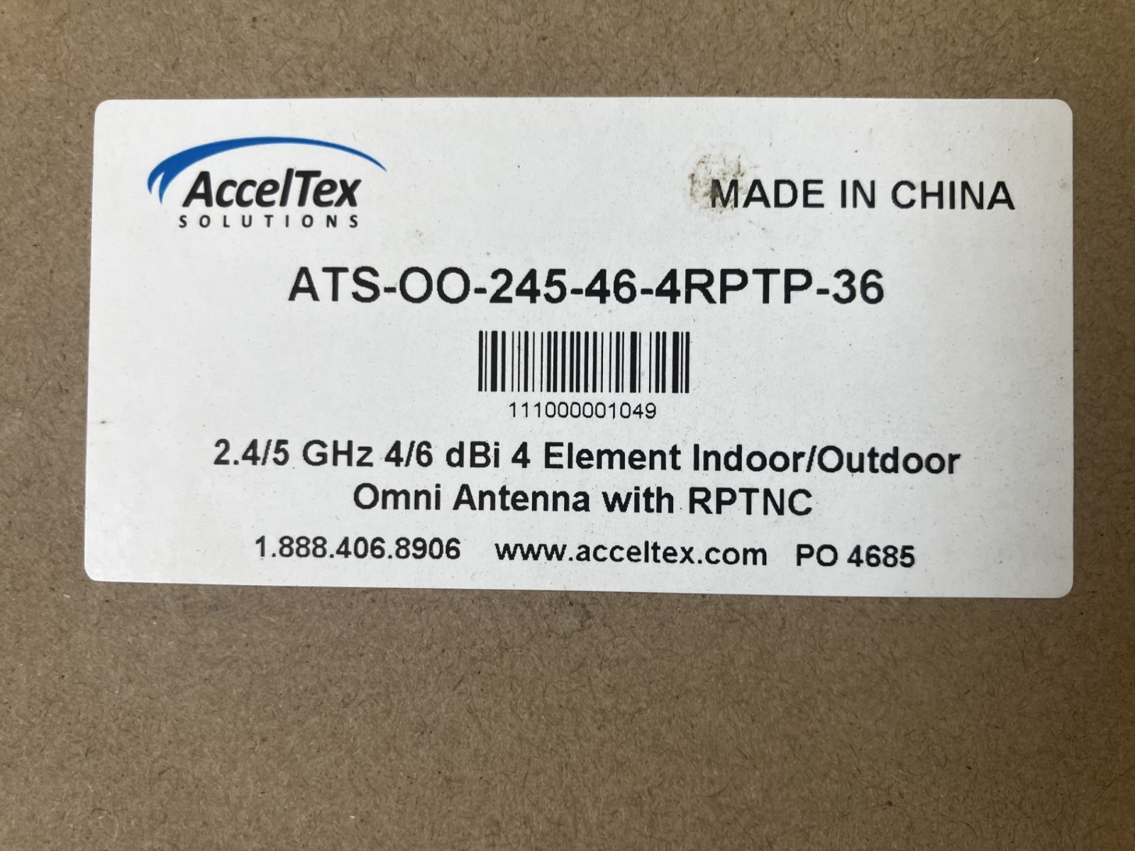 AccelTex ATS-OO-245-46-4RPTP-36 / ATS-01049 2.4/5 GHz 4-Element Omni WiFi Antenn
