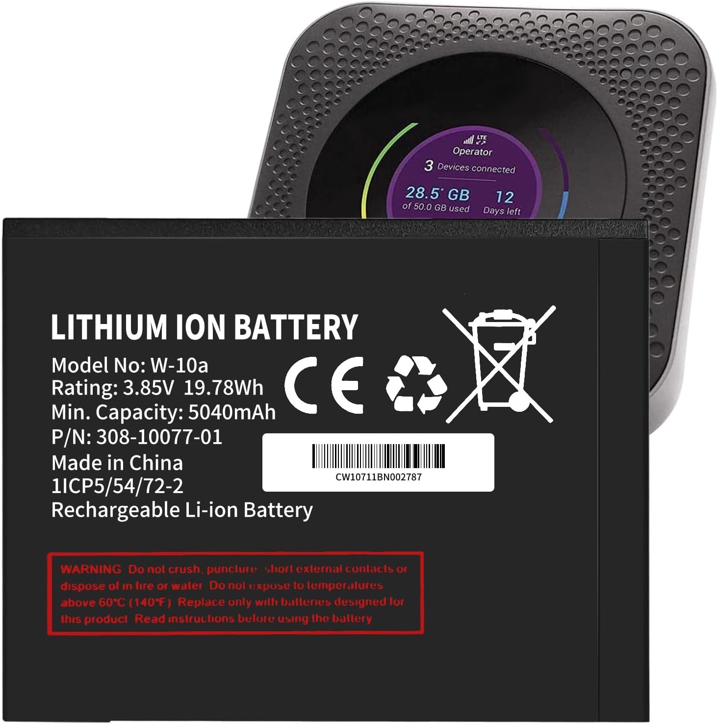W 10a Battery for Netgear Nighthawk M1 LTE MR1100 MR2100 M2 LTE Mobile Hotspot