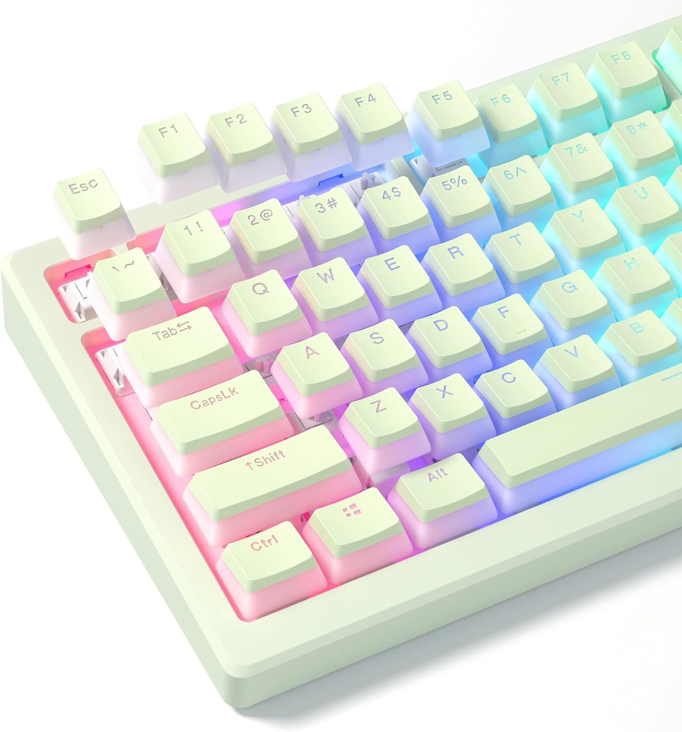Shine through PBT Keycaps, Green Pudding Key Caps | OEM Profile Double Shot Cust
