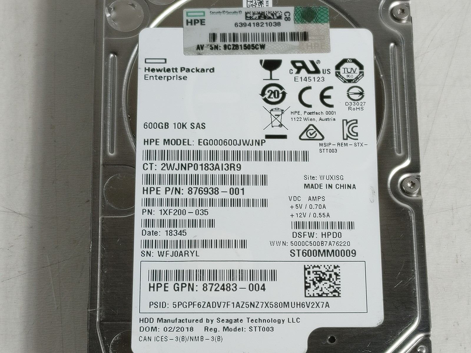 Seagate HP ST600MM0009 600 GB SAS 3 2.5 in Enterprise Hard Drive