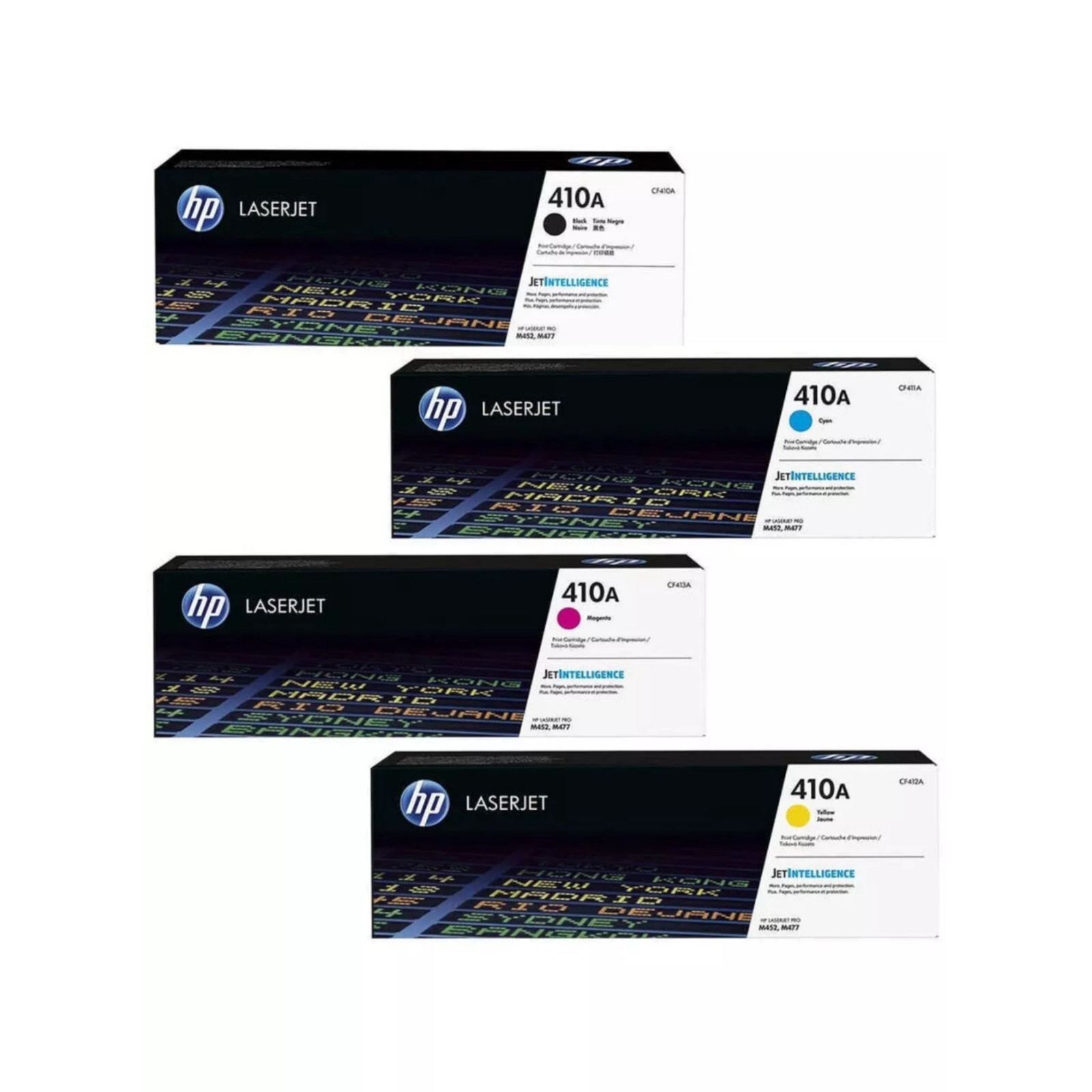 HP 410A Toner Cartridge Set - Black Cyan Magenta Yellow - Genuine OEM CF410A-CF4
