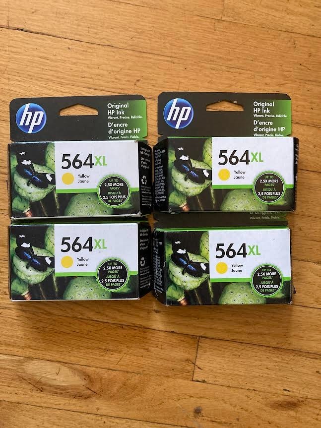 4 boxes NEW - Genuine HP 564XL Yellow - High Capacity Ink Cartridge  Exp 07/2023