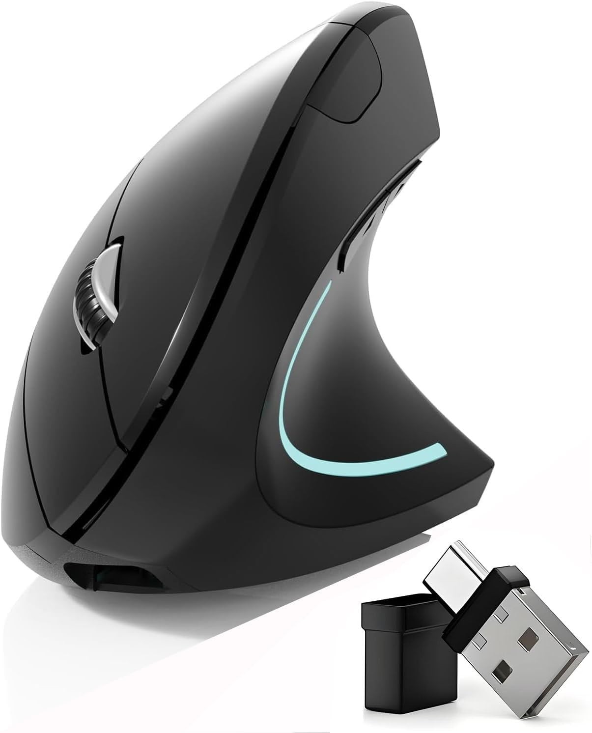 Bluetooth Mouse,Type-c and USB 2.4G Wireless Vertical Mouse Rechargeable Ergonom