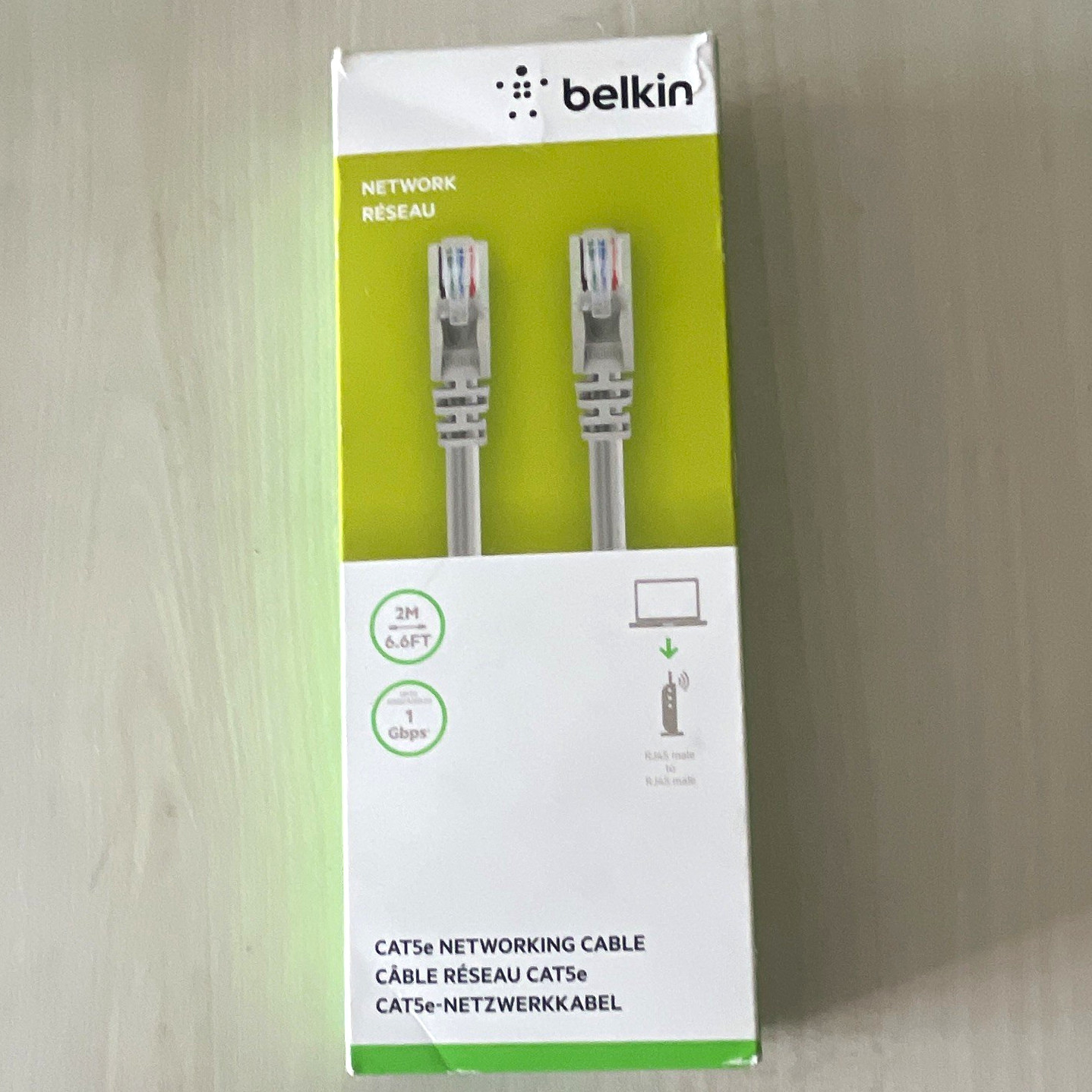 Belkin Cat5e Ethernet Cable RJ-45 to RJ-45 2m Gray Round Cable