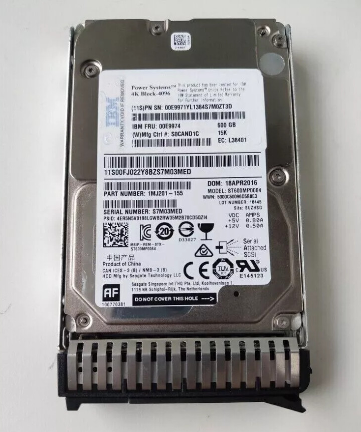 Compatible IBM Powerage 8 00LY179 00E9971 00E9974 600GB 15K SAS 2.5'' Hard Drive