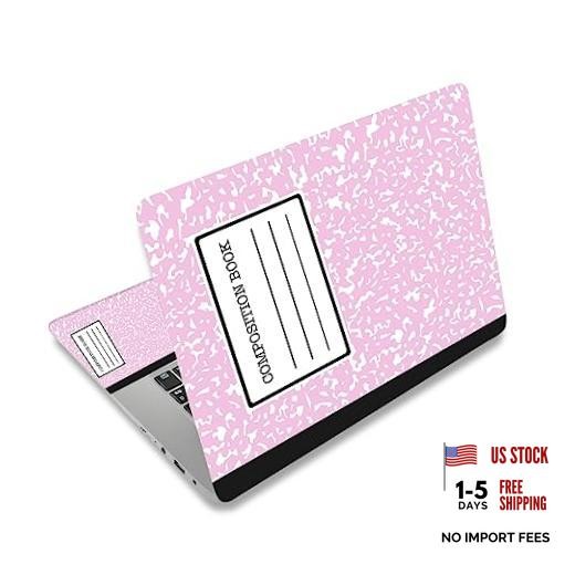 12" 13" 13.3" 14" 15" 15.4" 15.6 inch Vinyl Skin Sticker Pink Composition Book