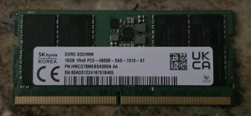 SK Hynix HMCG78AGBSA095N 16GB 1Rx8 PC5-4800B DDR5 SODIMM RAM Memory