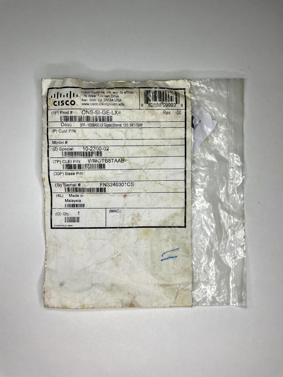 Genuine Cisco ONS-SI-GE-LX Gigabit 1310 Single Mode Fiber Module New