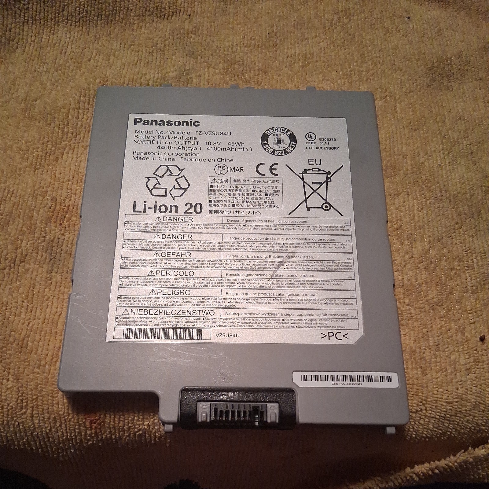 Genuine FZ-VZSU84U battery Untesteds for parts only
