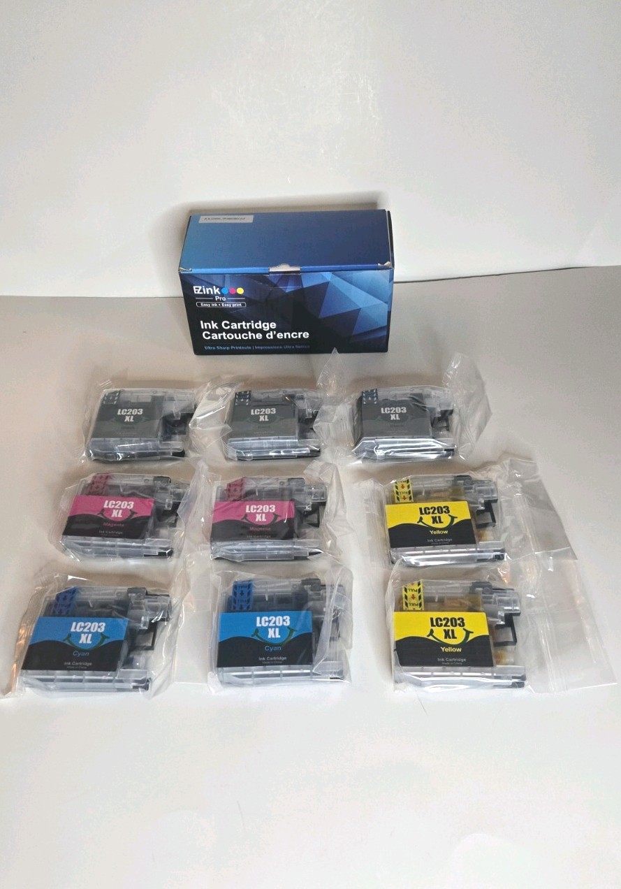 EZink Cartridges Compatible for Brother LC203XL lot of 9 Blk Majenta Yellow Cyan