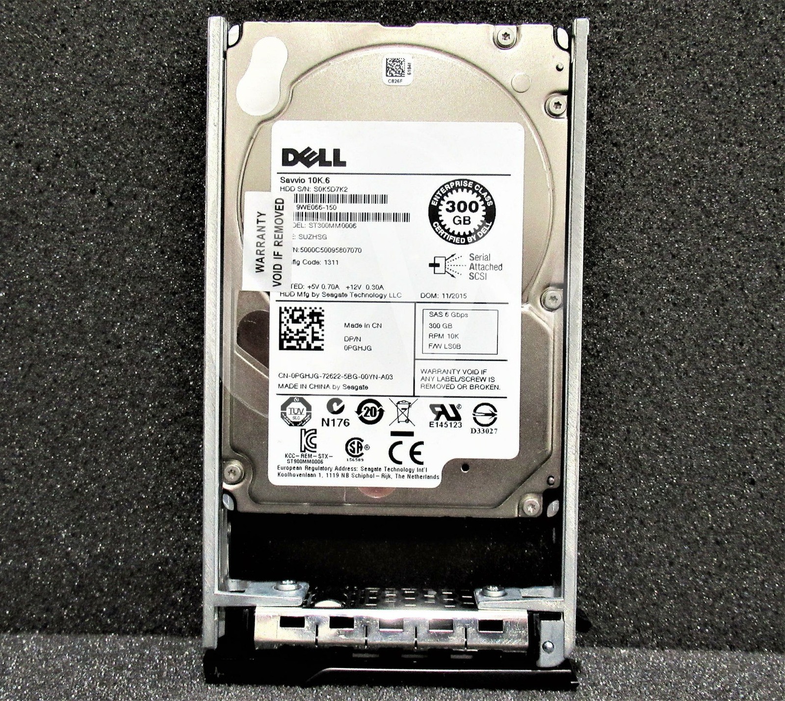 PGHJG FOR Dell ST300MM0006 300GB 10K 6G 64MB 2.5"SAS SERVER HDD Hard Drive
