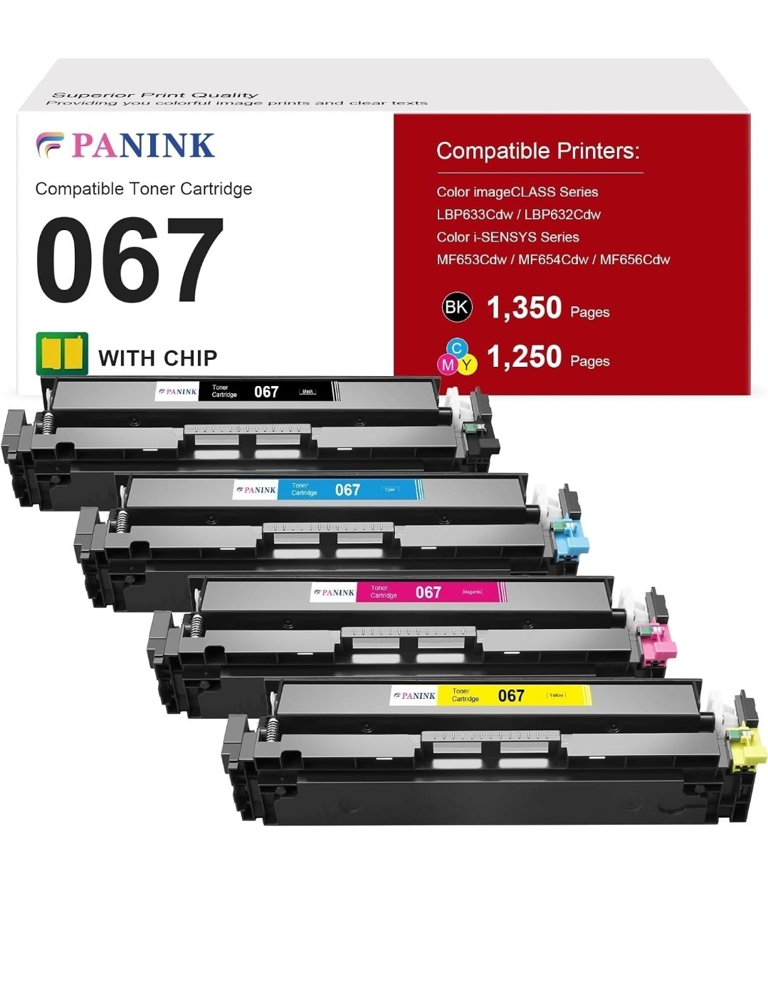 PANINK 067 067H Toner Cartridge Set for Canon MF656Cdw LBP632Cdw LBP633Cdw