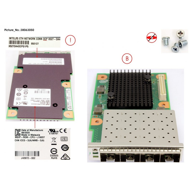 Fujitsu Intel X527-DA4 S26461-F3953-L411 OCP 4×10GbE Network Adapter *NEW*