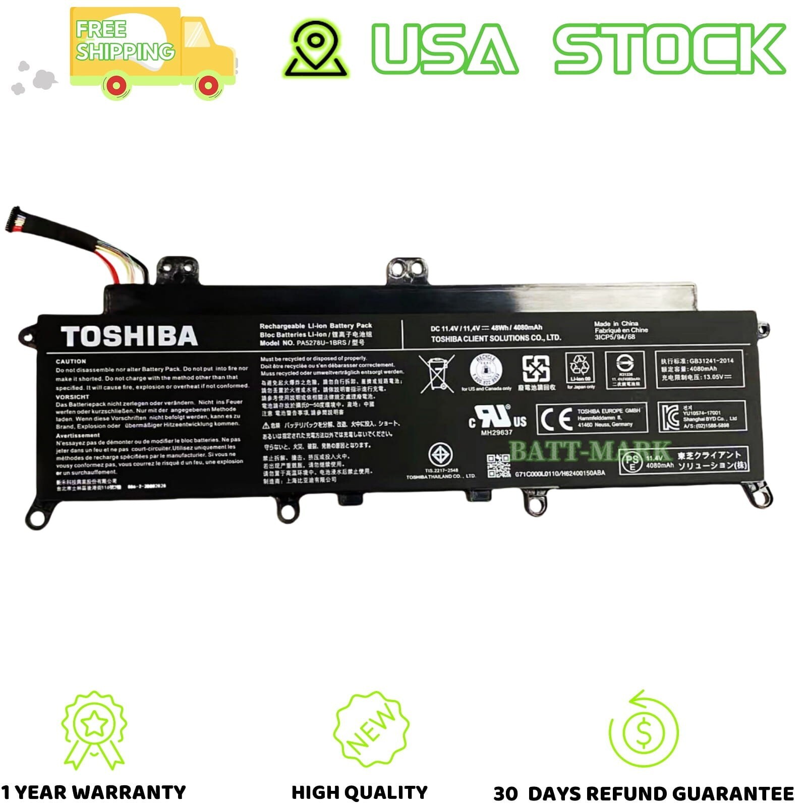 PA5278U-1BRS Genuine Battery for Toshiba Tecra  X40-D-10M Portege X30-D-121