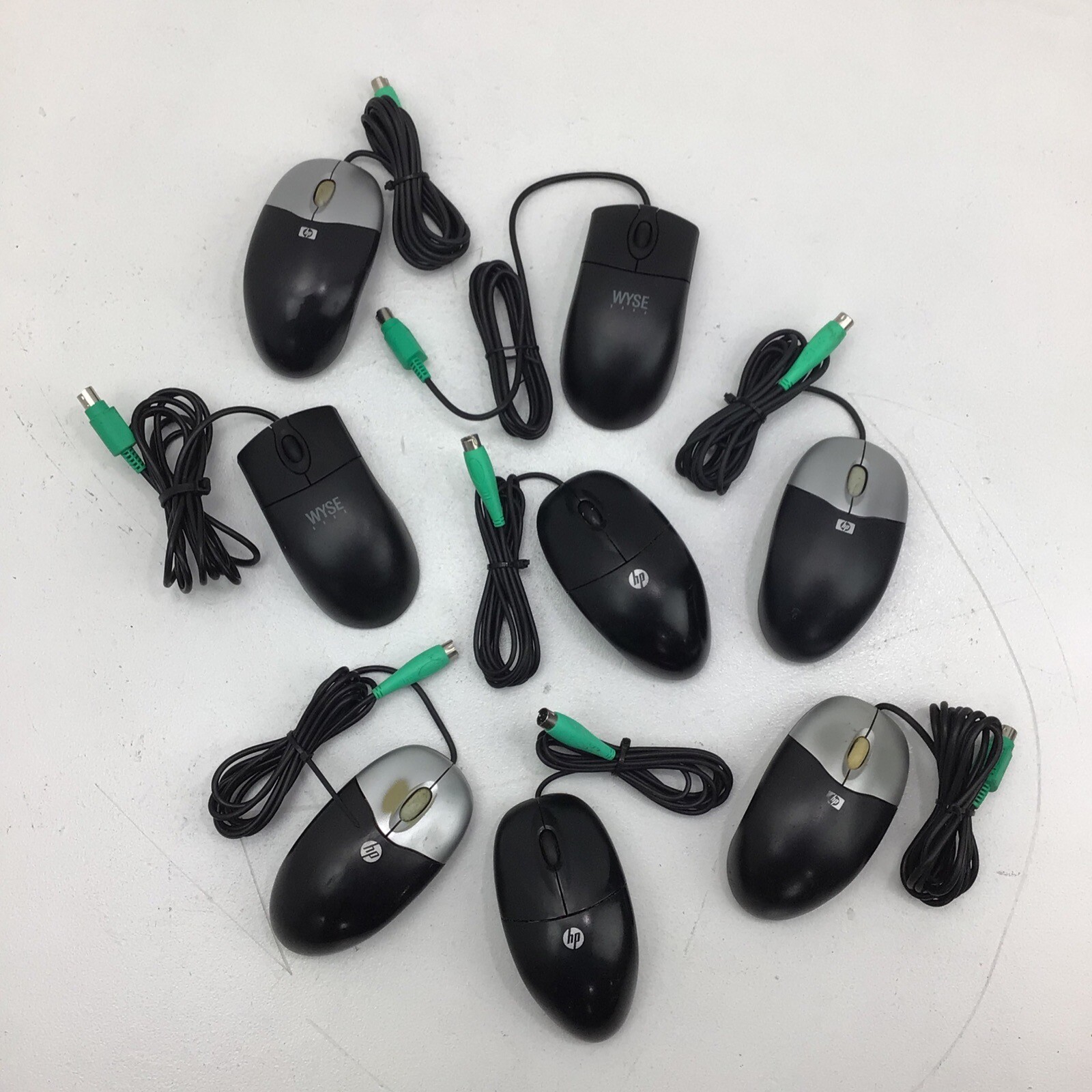 Lot of 8 Vintage PS2 Optical Mice 6x HP 2x WYSE