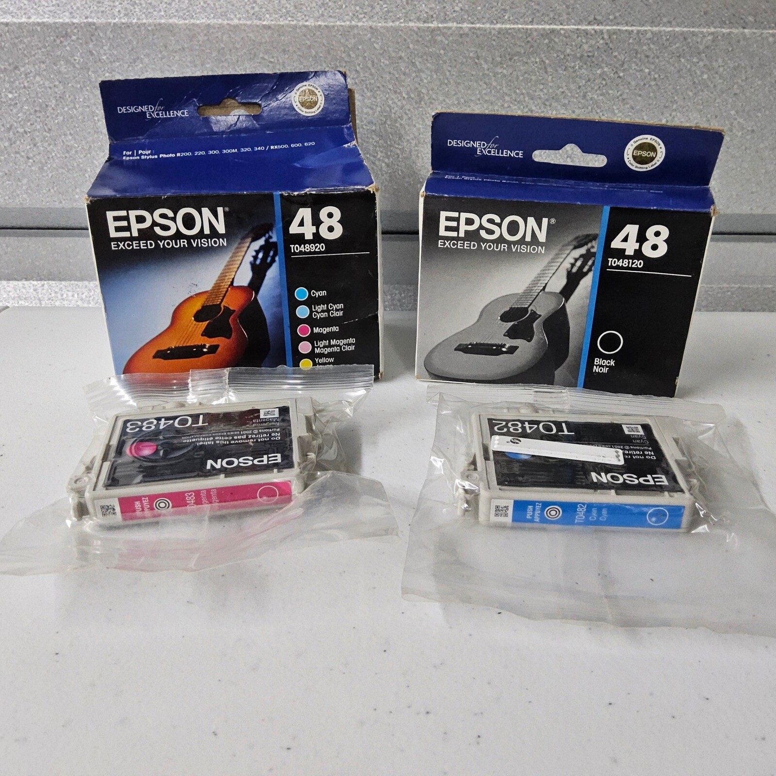 Epson 48 Ink Cartridges T048920 T048120 Multi Color Black 6pk Expired 2016
