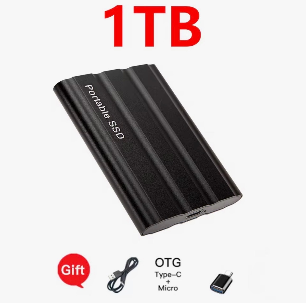 External SSD 1TB Portable Hard Drive USB 3.0 Type-C High Speed PC Mac