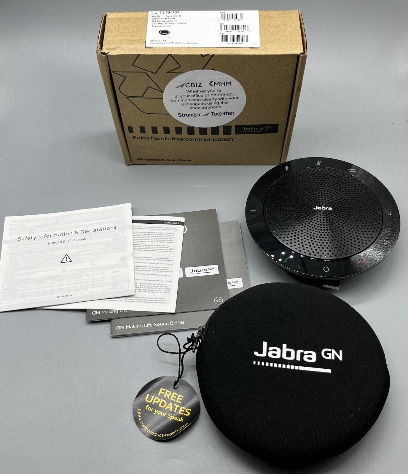 HP Jabra Speak 510 PHS002W Bluetooth USB Conference Speakerphone w/ Carry Case