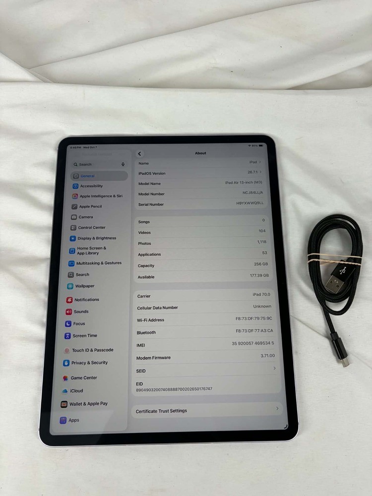 Apple iPad Air 13" M3 625GB Wi-Fi + Cellular Purple NCJ84LL/A SPB-EB 368823