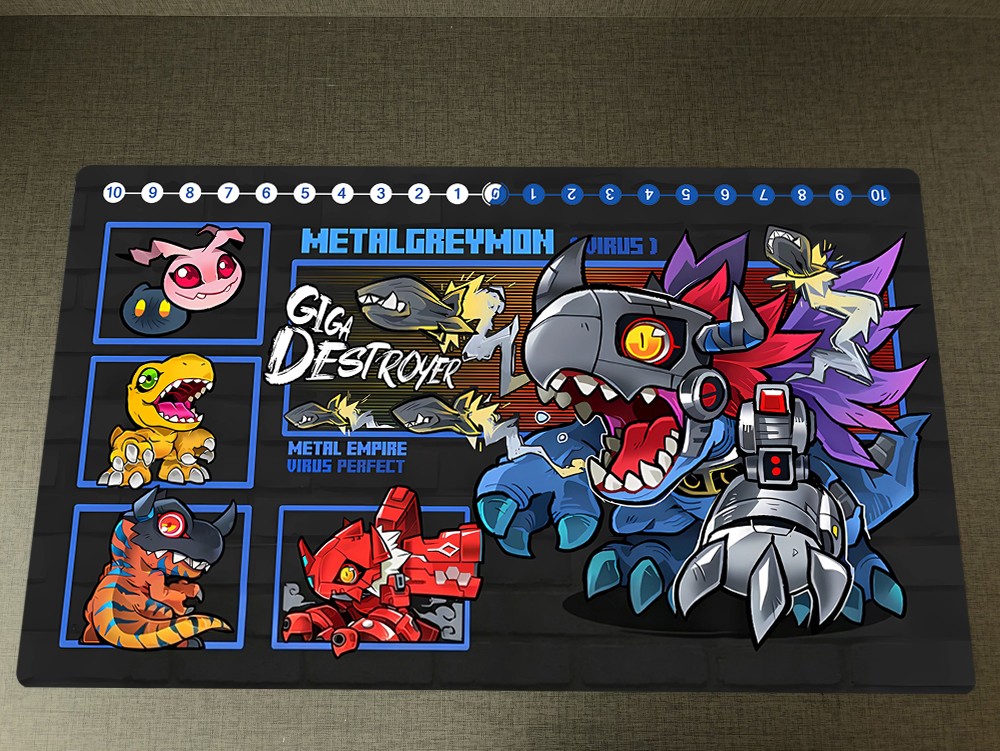 Digimon Table Playmat CCG DTCG TCG Mouse Pad Metal Greymon Trading Card Game Mat