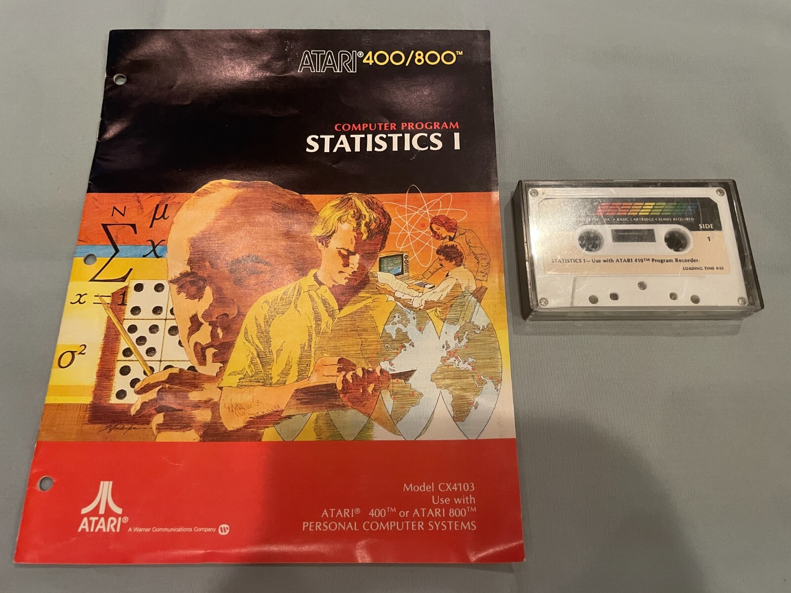 Statistics 1 I - Atari 400/800 Cassette Tape Program in Case w/Manual - RARE