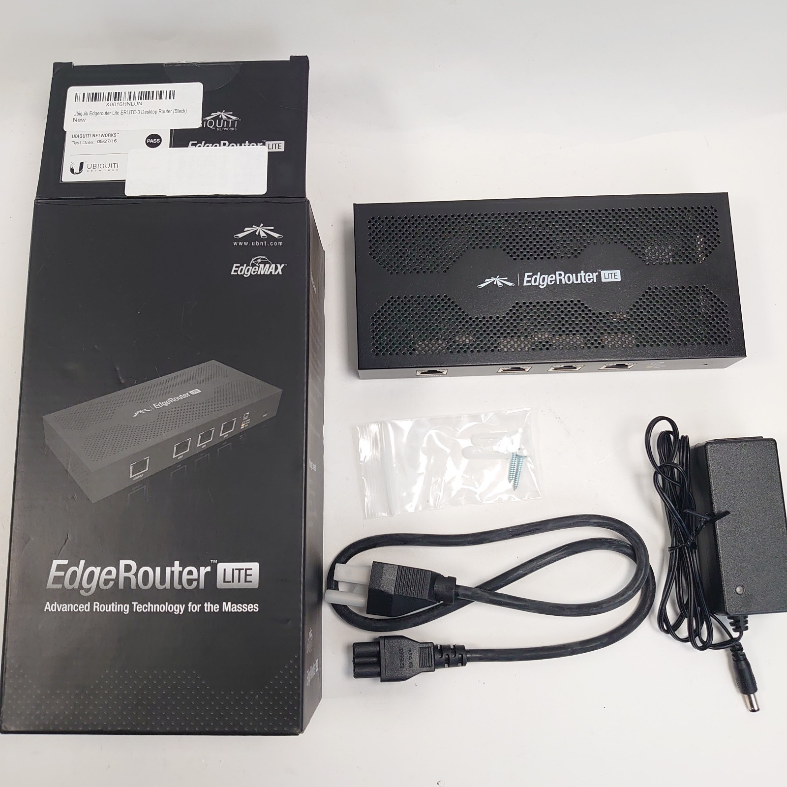Ubiquiti Networks EdgeRouter Lite ERLite-3 3-Port Gigabit Router w/PSU and box