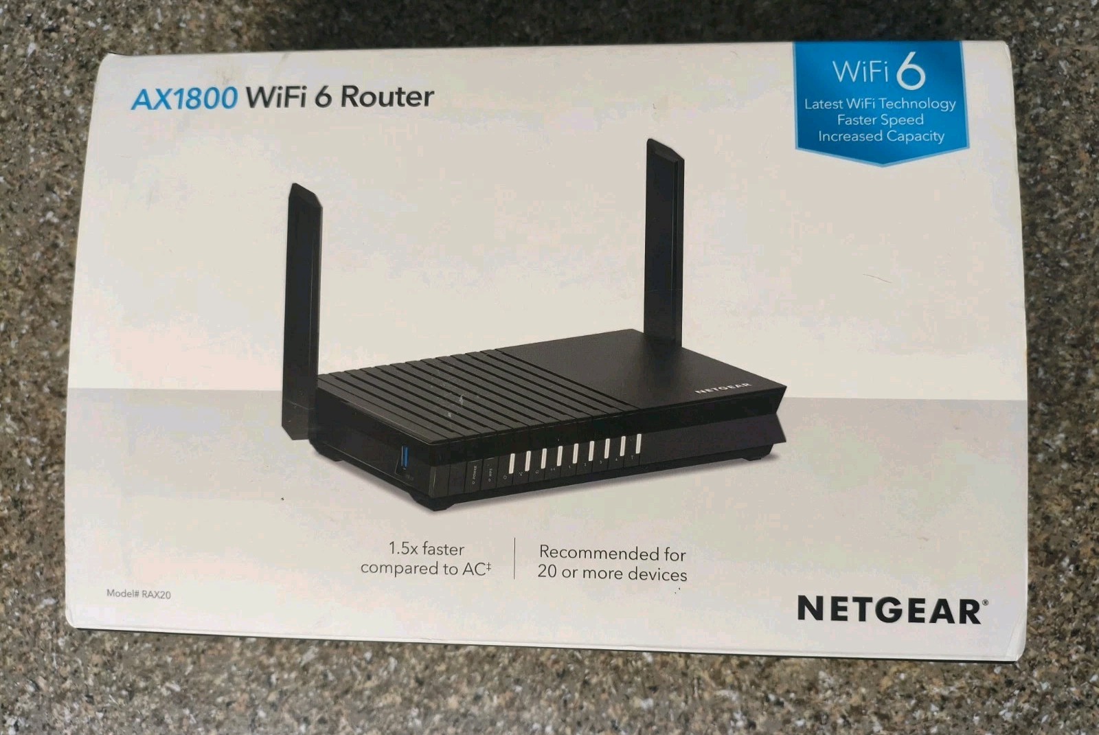 NETGEAR RAX20-100NAS 4-Stream AX1800 WiFi 6 Router