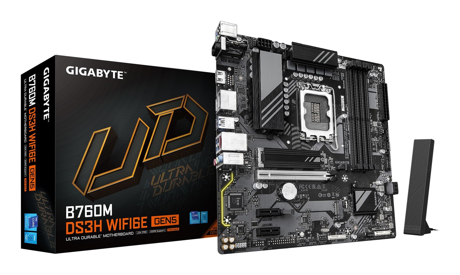 GIGABYTE B760M DS3H WIFI6E GEN5 Motherboard - Supports Intel Core 14th Gen CPUs,