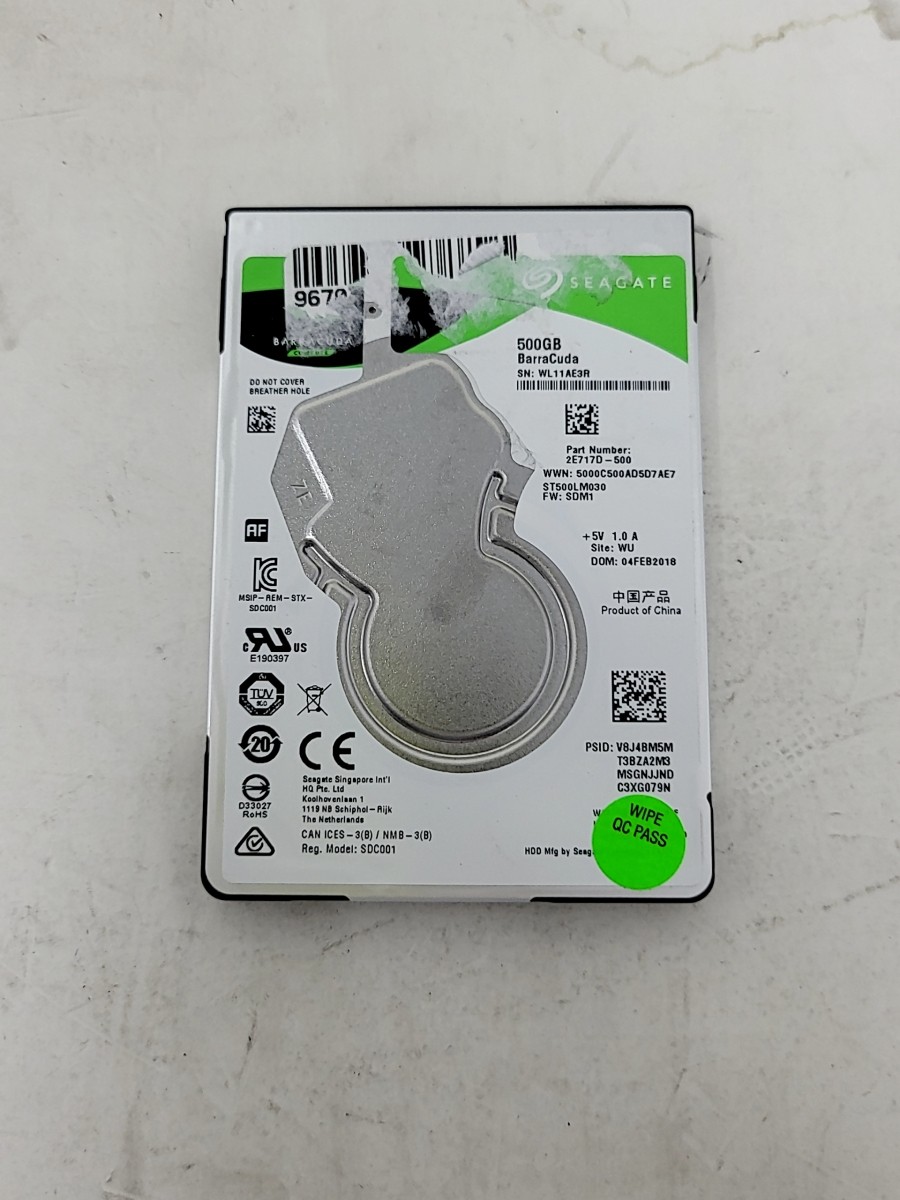 SEAGATE ST500LM030 2E717D-500 Hard Drive SATA 2.5" 500GB