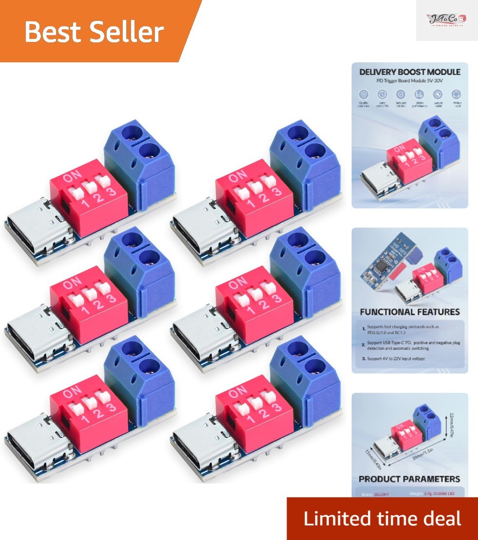 Versatile 6PCS USB-C PD/QC Fast Charge Decoy Board with Adjustable Voltage
